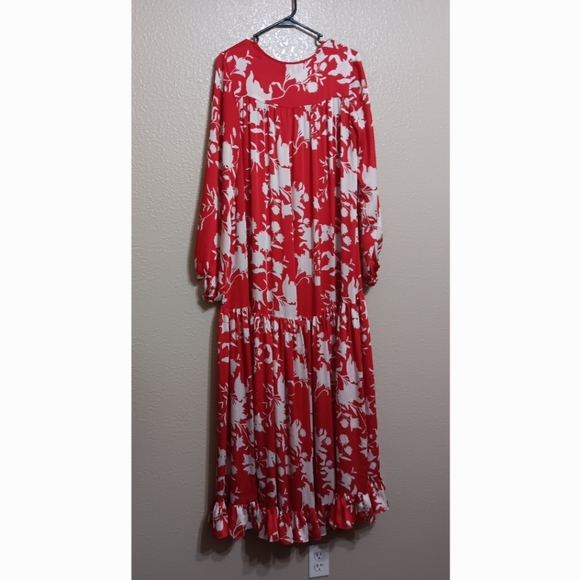 Voluminous Johanna Ortiz X H&M Red White Floral Maxi Dress - Picture 4 of 5